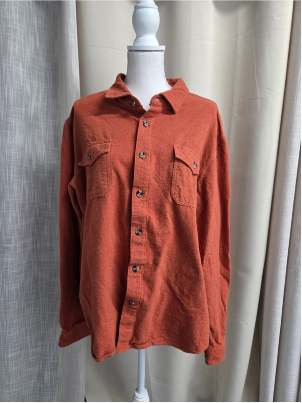 Guide Gear Orange Long-Sleeve Button Shirt Cotton Size XLT Earthcore Cabincore